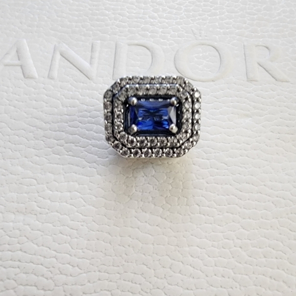 Pandora Blue Sparkling Levelled Rectangular Charm - Picture 2 of 12